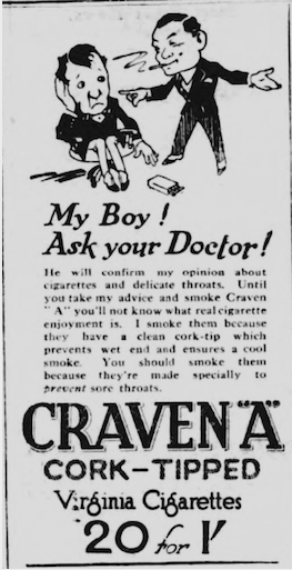 craven a cork tipped cigarettes advertising